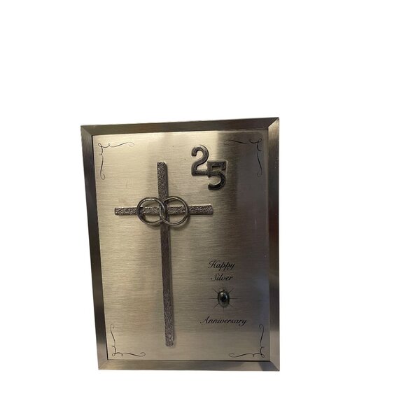 Furtado 25th Happy Silver Anniversary Musical Frame With Cross Giveaways Gray Me - Picture 14 of 16